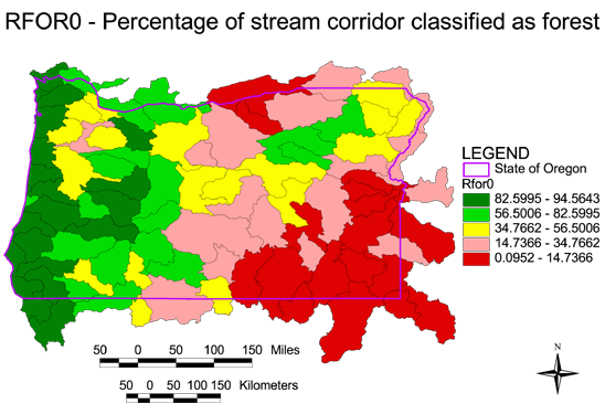 Percentage of Stream Corridor Classified as Forest