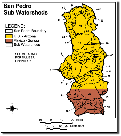 Large Image of San Pedro Sub Watersheds