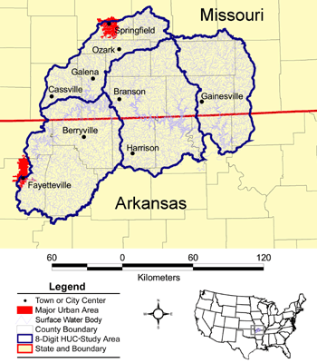 Upper White River study area location map