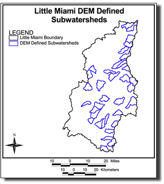 Image of Little Miami DEM Defined Watersheds, link to larger image