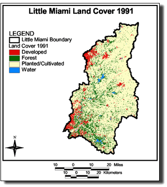 Image of Little Miami Land Cover 1991, link to larger image