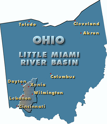 locational map of the Little Miami River Basin