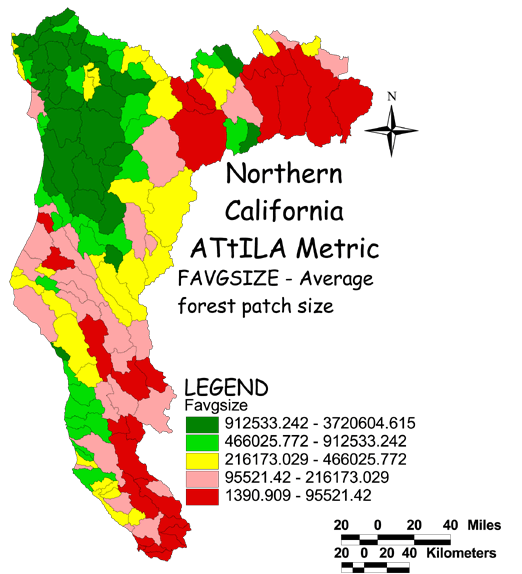 Large Image of Northern California Average Forest Size