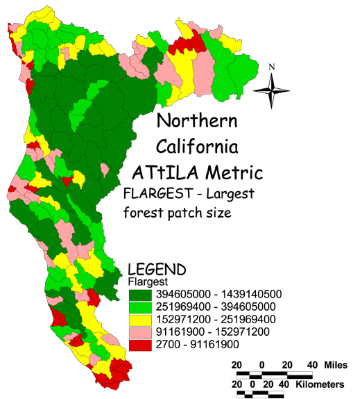 Large Image of Northern California Largest Forest Patch Size