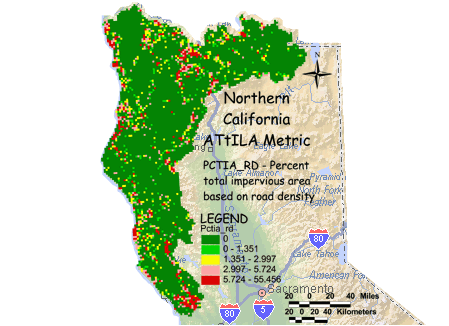 Image of Northern California Impervious Area/Road Density
