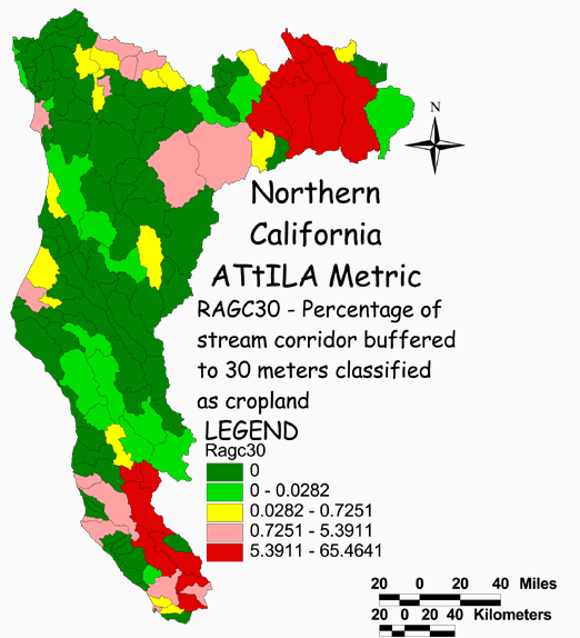 Large Image of Northern California Stream Corridor/Cropland 30 Meter Buffer