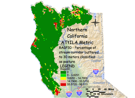 Image of Northern California Pasture/Stream Corridor with 30 Meter Buffer
