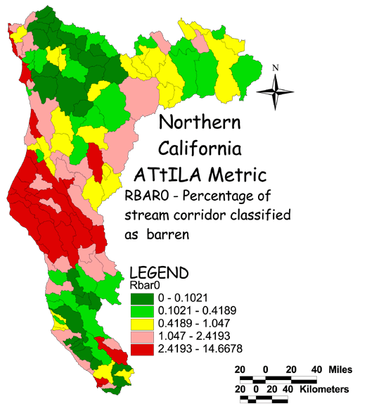 Large Image of Northern California Stream Corridor/Barren Land