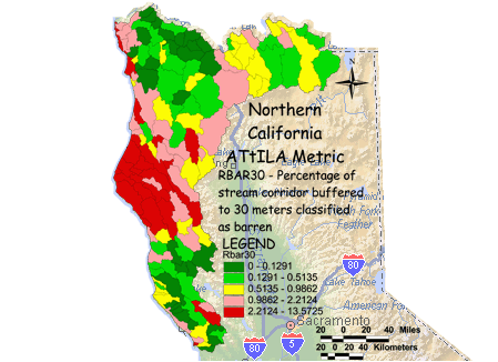 Image of Northern California Stream Corridor/Barren Land 30 Meter Buffer