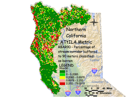 Image of Northern California Barren Land/Stream Corridor 90 Meter Buffer