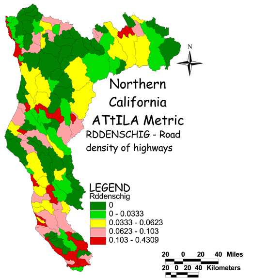 Large Image of Northern California Highway Density