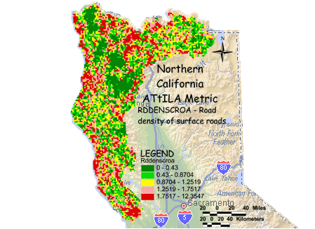 Image of Northern California Surface Road Density