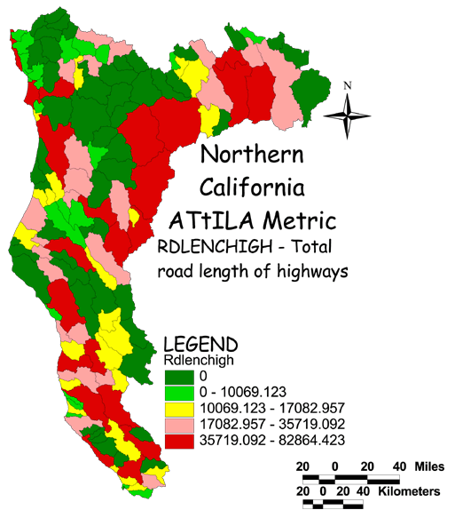 Large Image of Northern California Highway Length