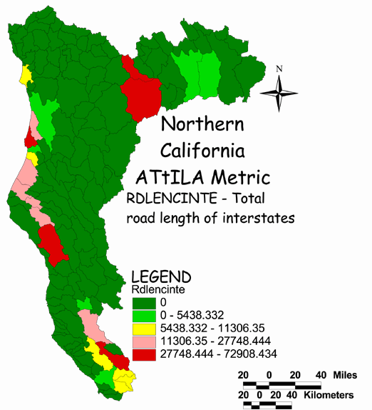 Large Image of Northern California Interstate Length