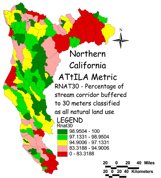 Large Image of Northern California Stream Corridor/Natural Land Use 30 Meter Buffer