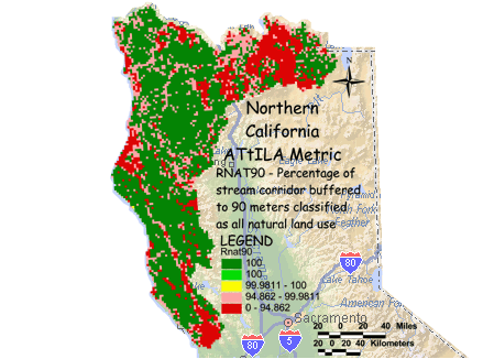 Image of Northern California Natural Use/Stream Corridor 90 Meter Map