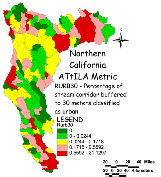 Large Image of Northern California Stream Corridor/Urban 30 Meter Buffer