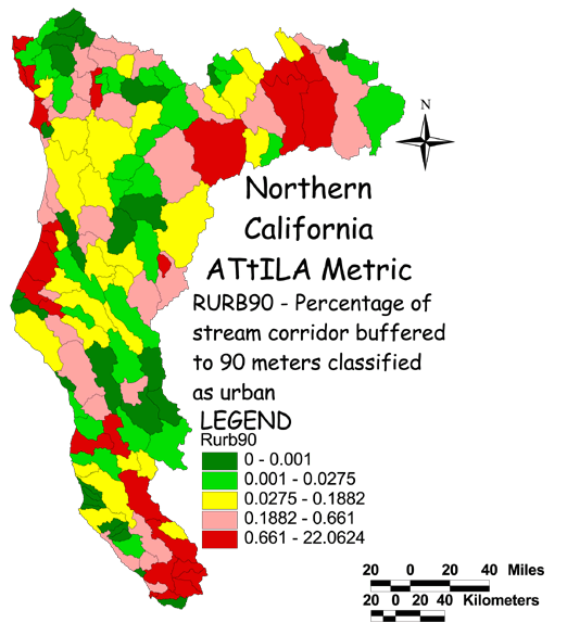 Large Image of Northern California Stream Corridor/Urban 90 Meter Buffer