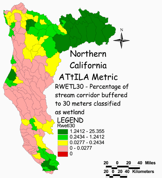 Large Image of Northern California Stream Corridor/Wetland 30 Meter Buffer