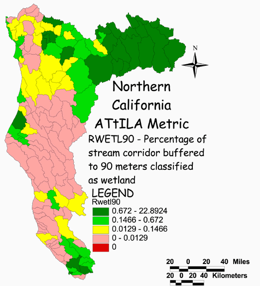 Large Image of Northern California Stream Corridor/Wetland 90 Meter Buffer