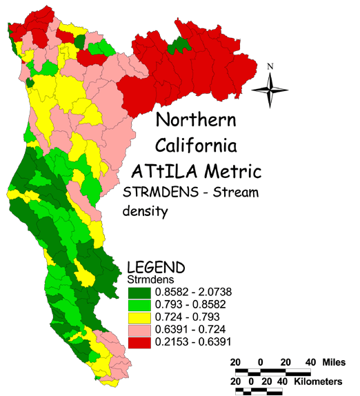 Large Image of Northern California Stream Density
