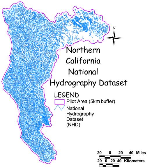 Large Image of Northern California National Hydrography (RF3)