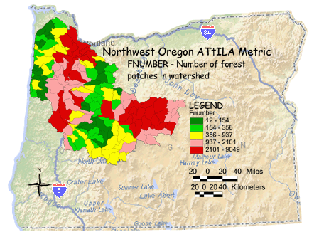 Image of Northwest Oregon Number of Forest Patches