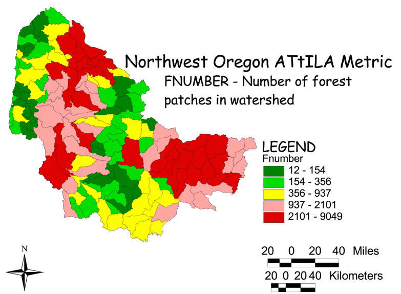 Large Image of Northwest Oregon Number of Forest Patches
