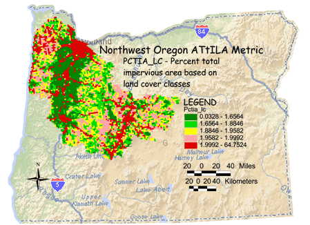 Image of Northwest Oregon  Impervious Area/Land Cover