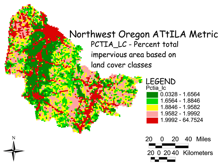 Large Image of Northwest Oregon  Impervious Area/Land Cover