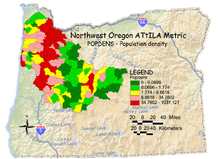 EPA Northwest Oregon Population Density Metric Map