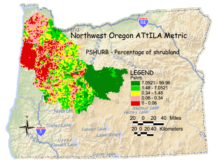 Northwest Oregon Shrub Land Unit Metric Map, EPA