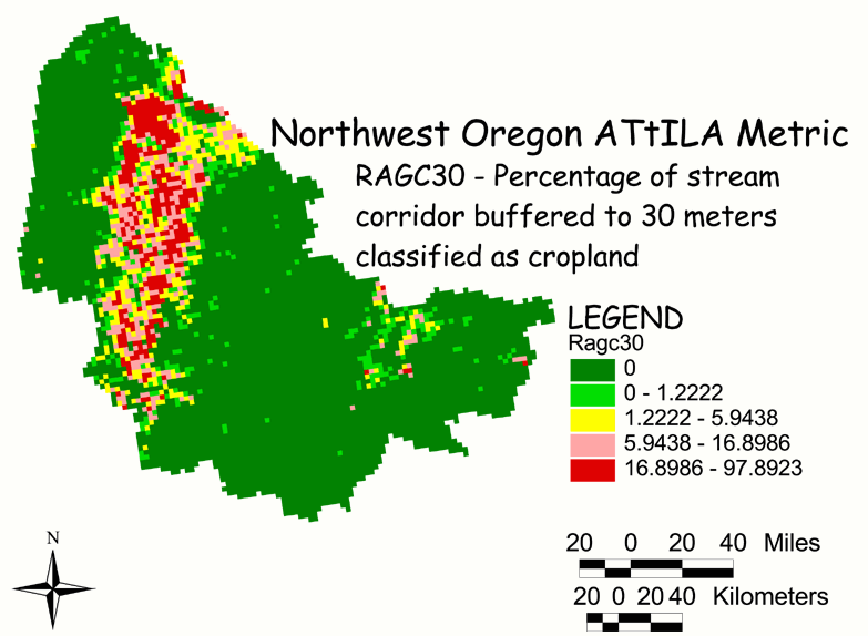 Large Image of Northwest Oregon Crop Land/Stream Corridor 30 Meter Buffer