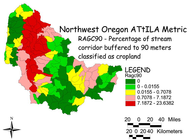 Large Image of Northwest Oregon Stream Corridor/Crop Land 90 Meter Buffer