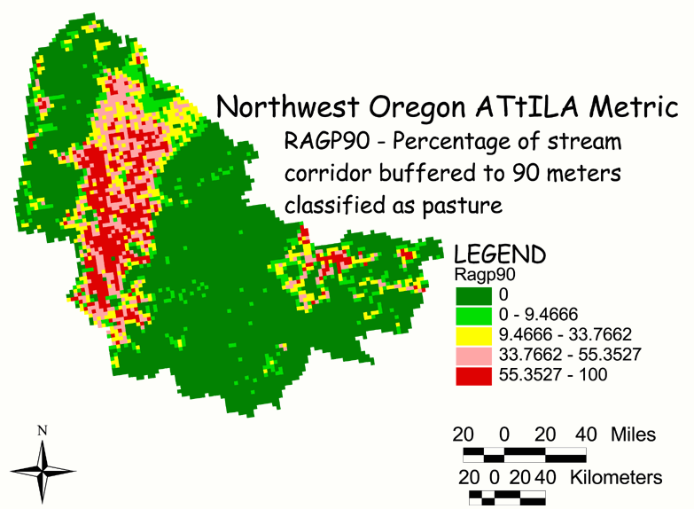 Large Image of Northwest Oregon Pasture/Stream Corridor 90 Meter Buffer