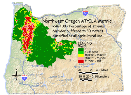 Image of Northwest Oregon Agriculture/Stream Corridor 30 Meter Buffer