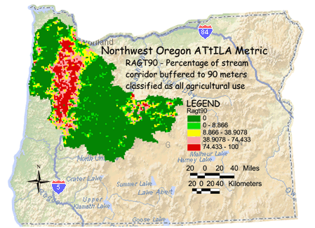 Image of Northwest Oregon Agriculture/Stream Corridor 90 Meter Buffer