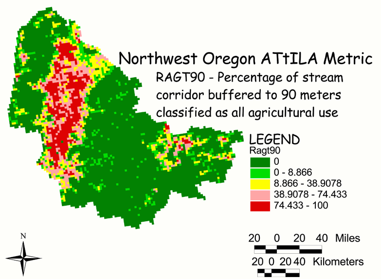 Large Image of Northwest Oregon Agriculture/Stream Corridor 90 Meter Buffer
