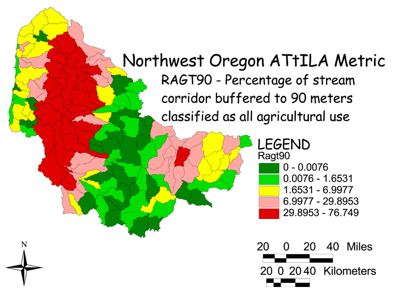 Large Image of Northwest Oregon Stream Corridor/Agricultural Land 90 Meter Buffer
