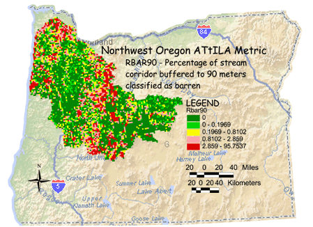 Image of Northwest Oregon Barren/Stream Corridor 90 Meter Buffer