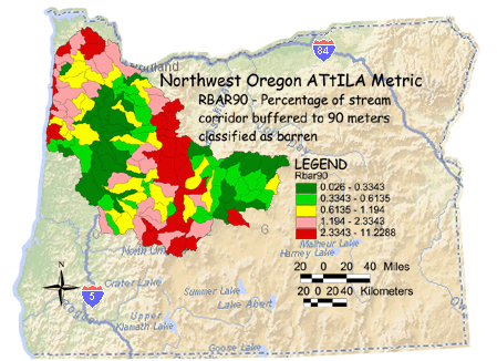 Image of Northwest Oregon Stream Corridor/Barren Land 90 Meter Buffer