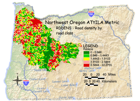 Image of Northwest Oregon Road Density