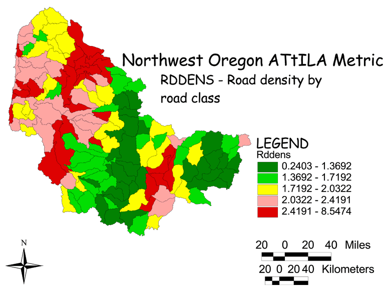 Large Image of Northwest Oregon Road Density