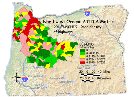 Image of Northwest Oregon Highway Density