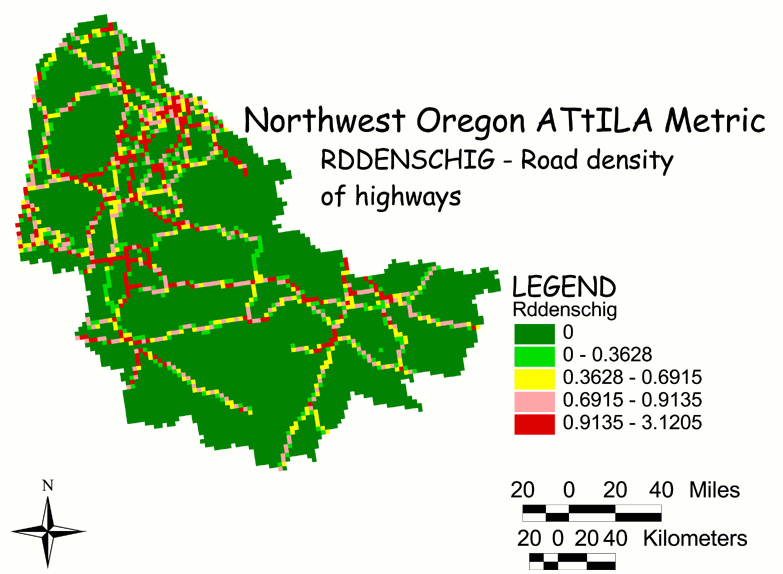 Large Image of Northwest Oregon Highway Density