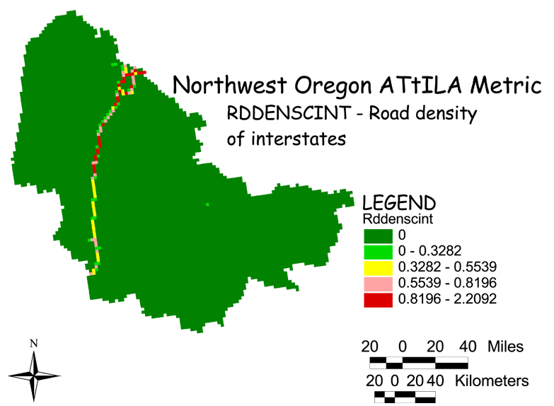 Large Image of Northwest Oregon Interstate Density