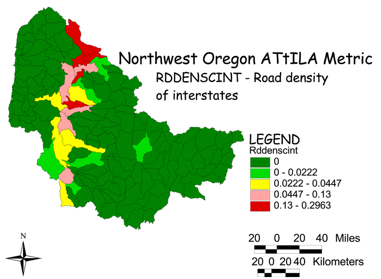 Large Image of Northwest Oregon Interstate Density