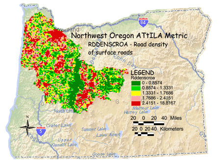 Image of Northwest Oregon Surface Road Density