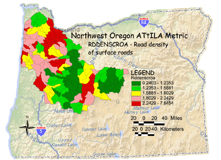 Image of Northwest Oregon Surface Road Density