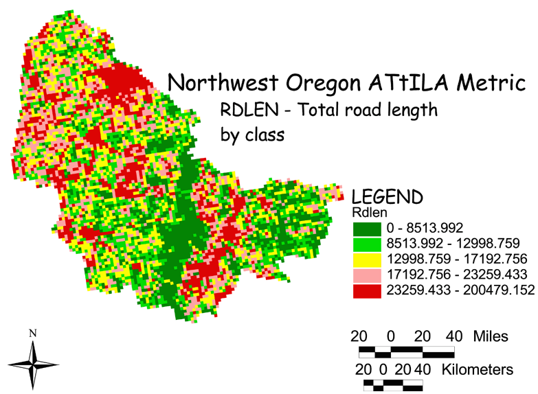 Large Image of Northwest Oregon Road Length